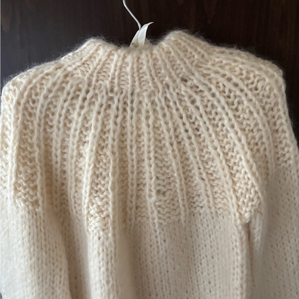 NWT Ganni Cream Round-neck Mohair and Wool Sweater with Back Ribbon Closure - Picture 3 of 6